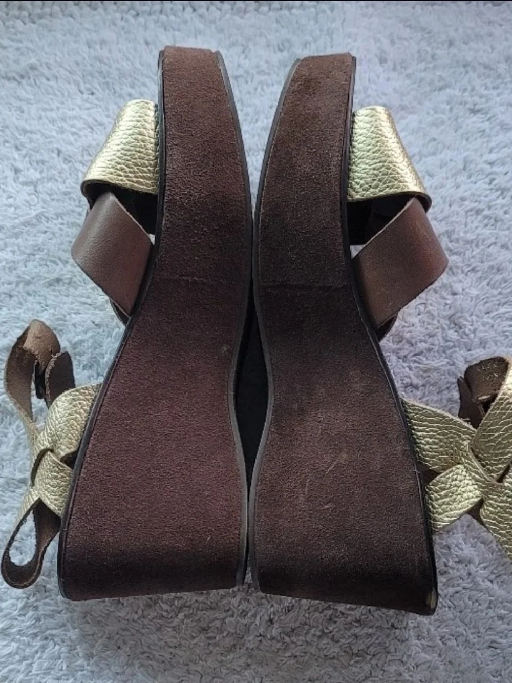 Kork-Ease Gold and Brown Platform Sandals